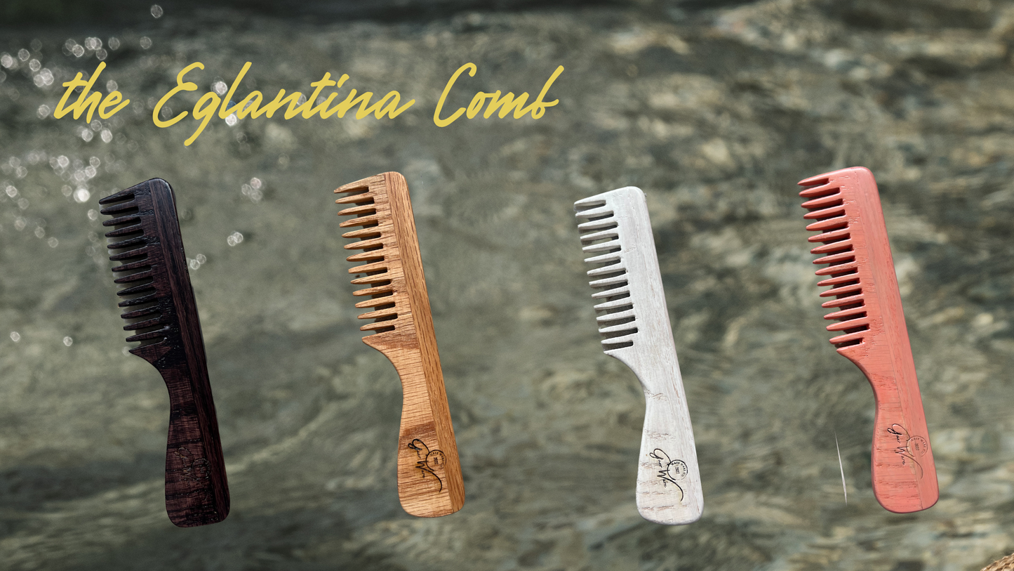 Eglantina Encino Wood Hair Comb - Anti-Frizz, Static-Free, Ethically Made, All Hair Types