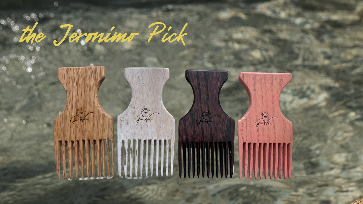 Jeronimo Encino Wood Hair Pick - Anti-Frizz, Static-Free, Ethically-Made, For All Hair Types