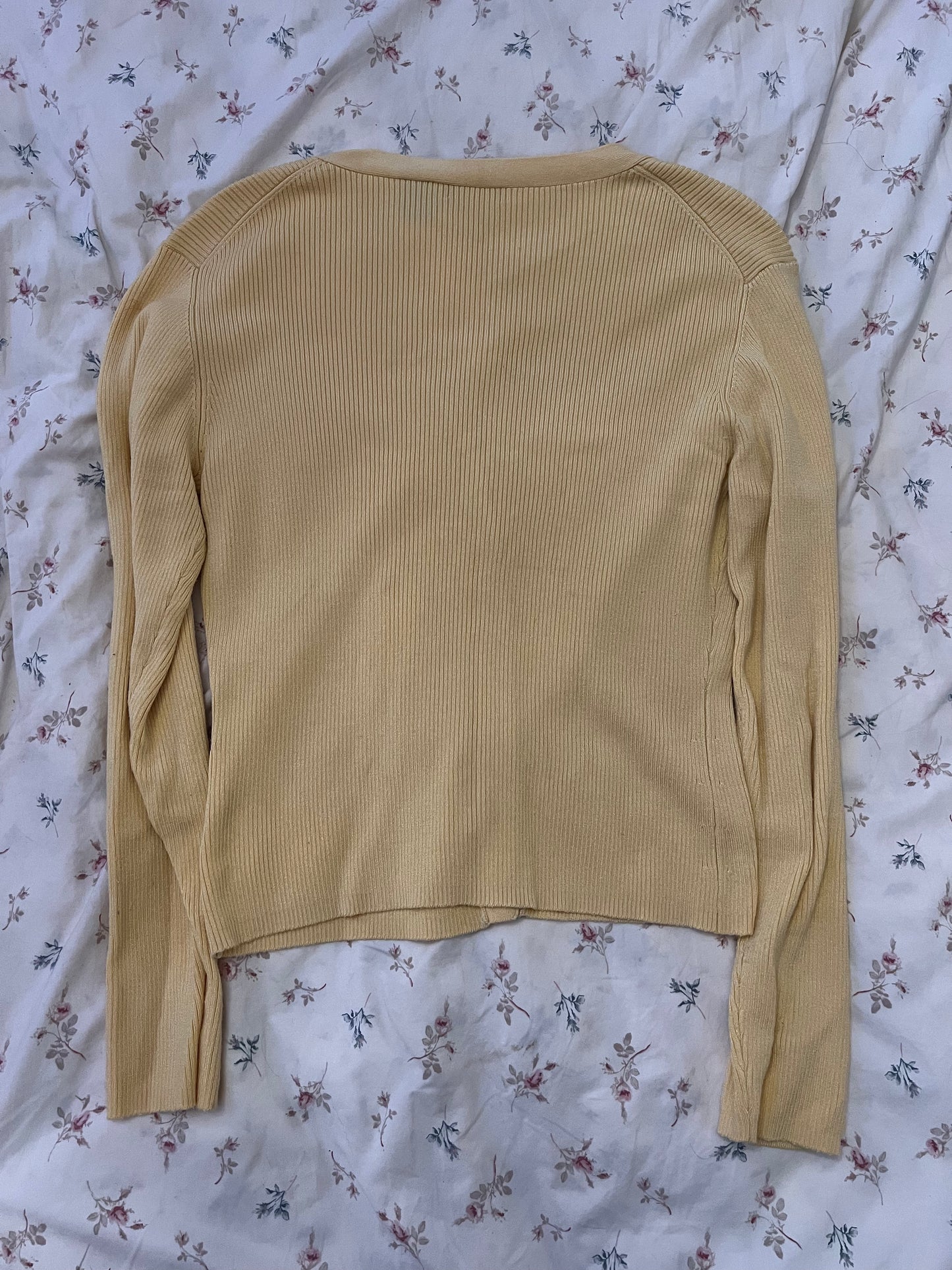Moda International Silk Blend Ribbed Top (L) | Pale Yellow | Pre-Loved Luxury | Sustainable Fashion