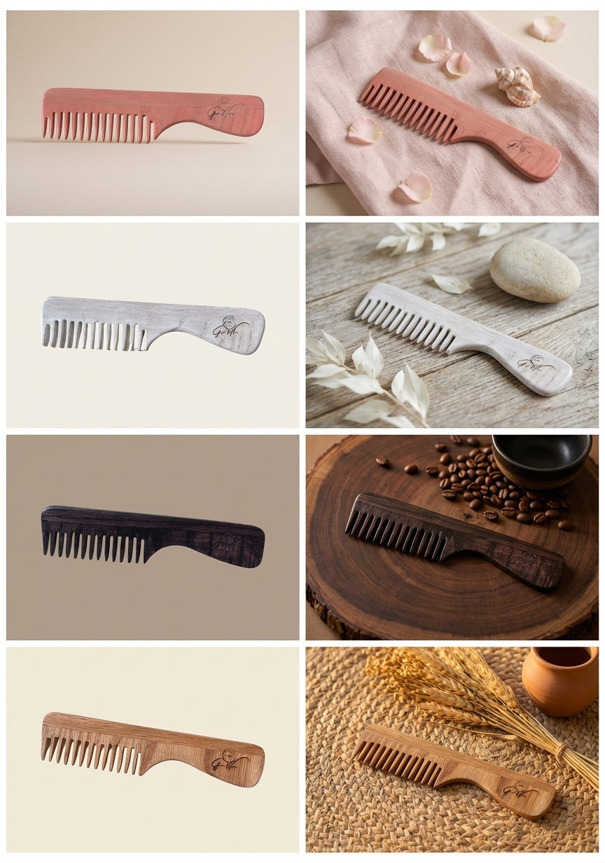 Eglantina Encino Wood Hair Comb - Anti-Frizz, Static-Free, Ethically Made, All Hair Types