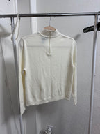 Koret Cream Cable-Knit Zip Mock Neck Sweater (S)