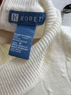 Koret Cream Cable-Knit Zip Mock Neck Sweater (S)