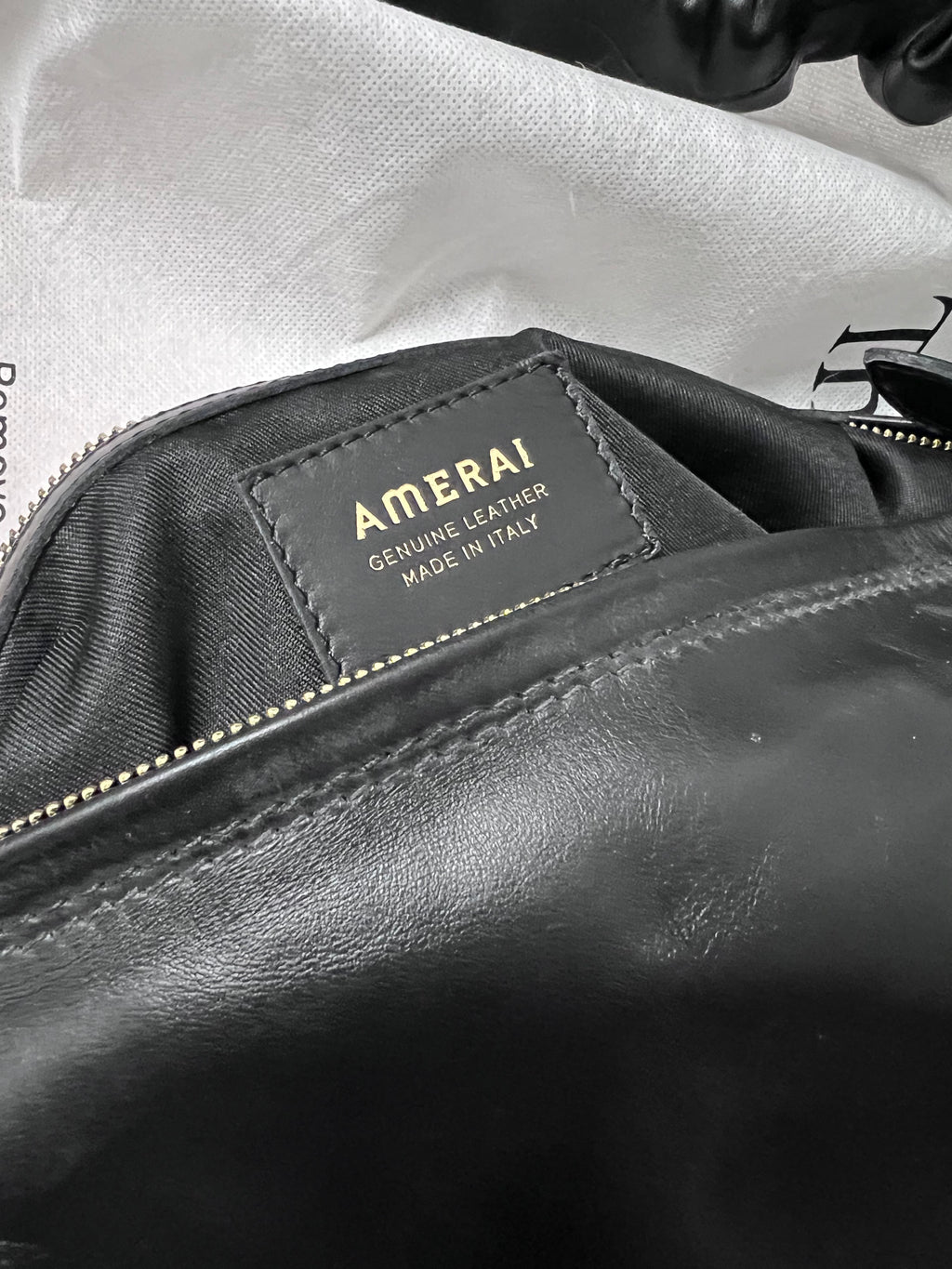 Amerai Italian Leather Ruched Shoulder Bag