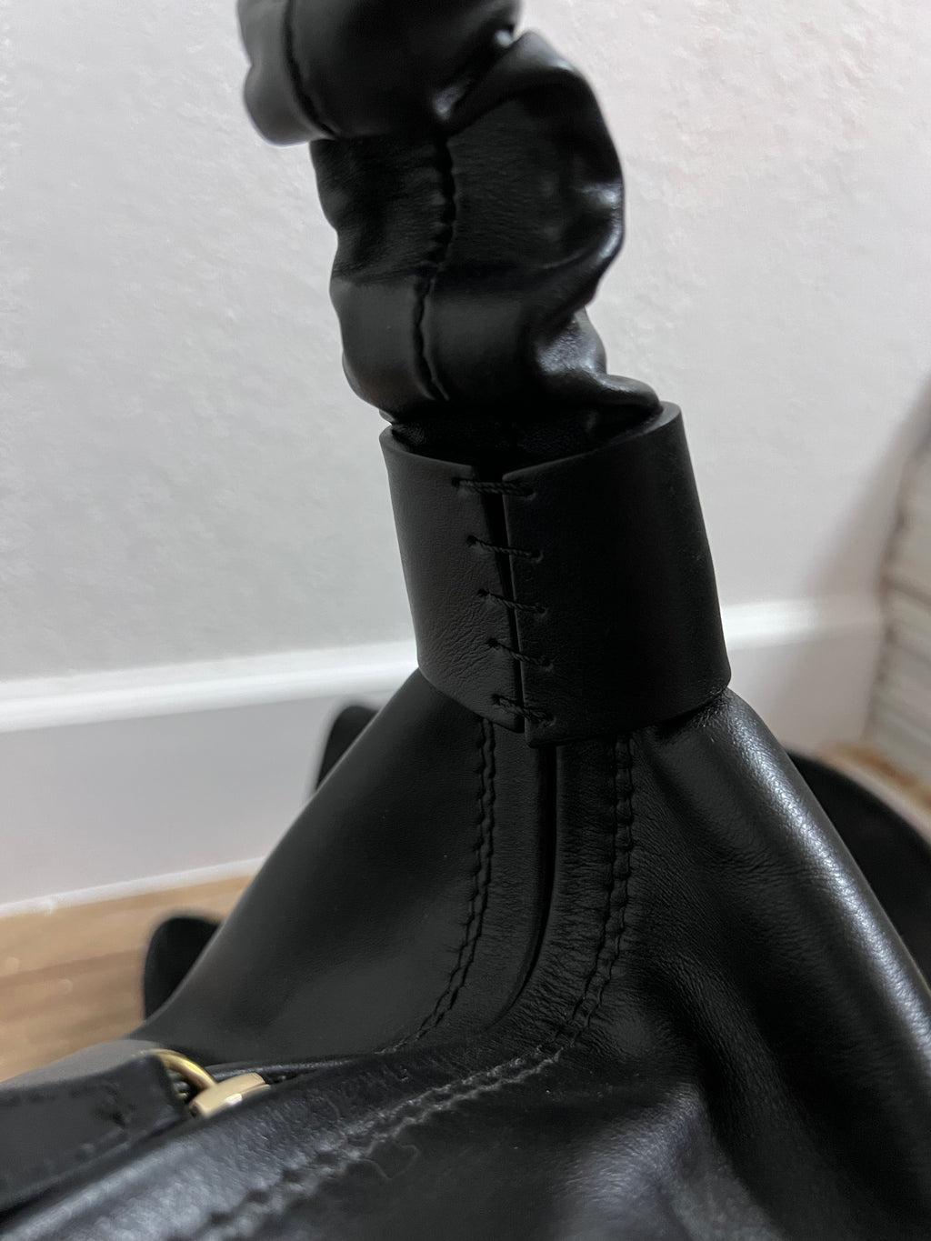 Amerai Italian Leather Ruched Shoulder Bag