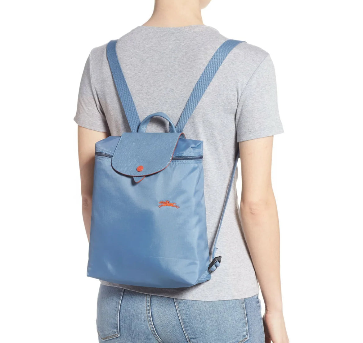 LONGCHAMP Le Pliage Club Nylon Foldable Travel Backpack BLUE MIST AUTHENTIC