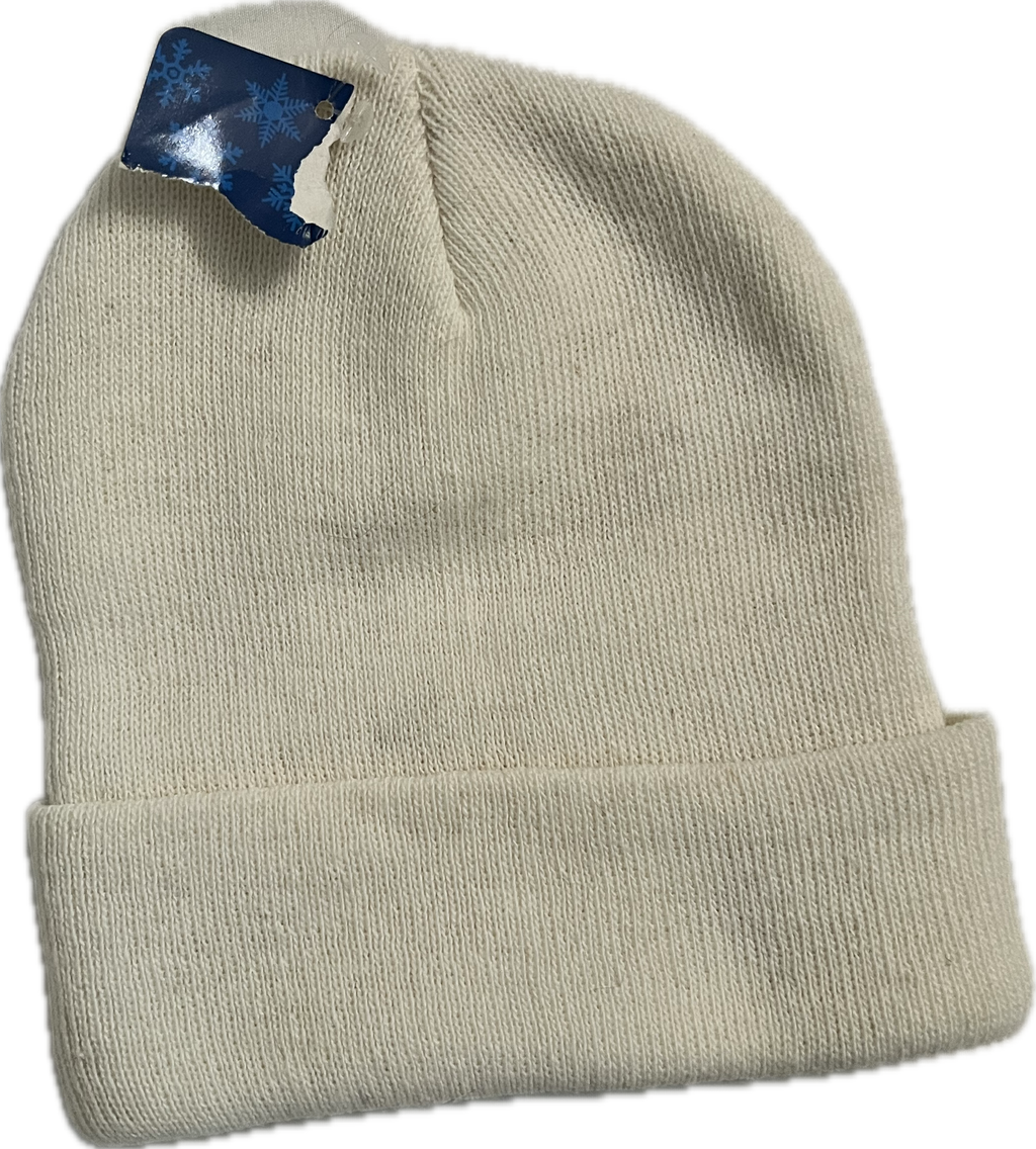 Beige White Rib Beanie